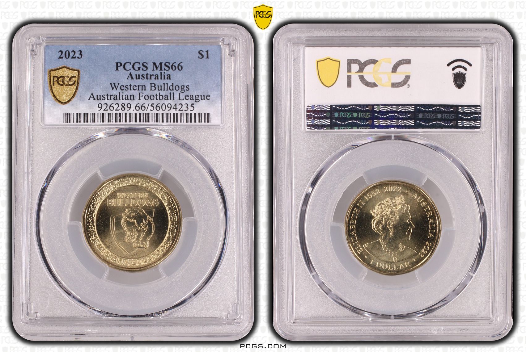 AFL - Western Bulldogs, POP 4/0, One Dollar, 2023, PCGS MS66