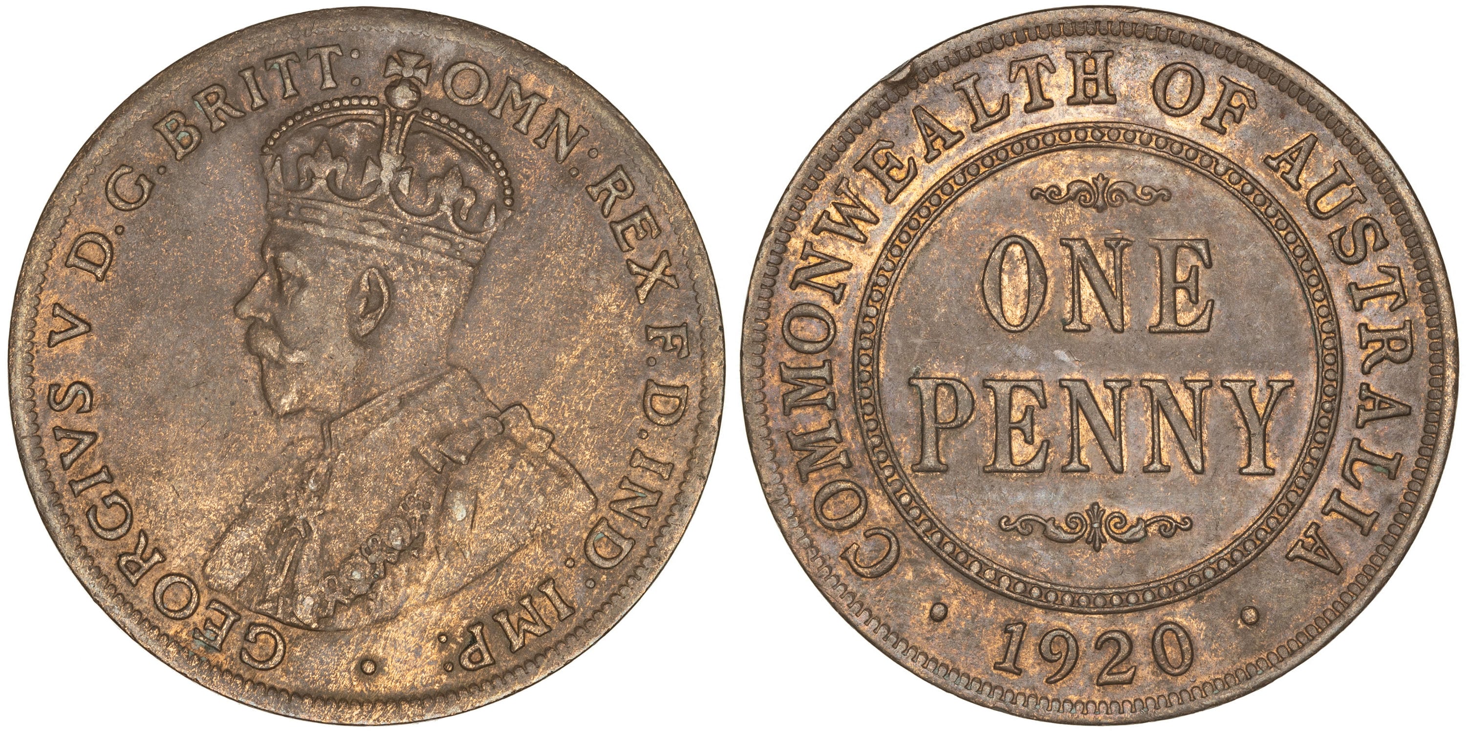 George V, Penny, 1920, UNC