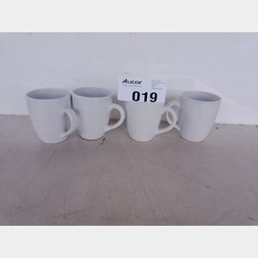 GEORGE MASON - WHITE CERAMIC 4 PACK MUGS - WHITE -