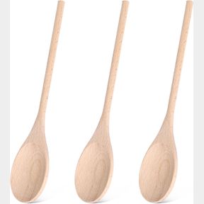 HANSGO WOODEN SPOONS FOR COOKING, 10 INCH MIXING WOOD SPOON WITH LONG HANDLE SERVING UTENSIL SET FOR KITCHEN COOKING AND STIRRING,