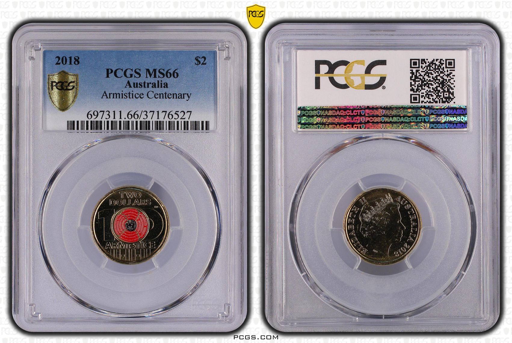 Armistice Centenary, Two Dollar, 2018, PCGS MS66