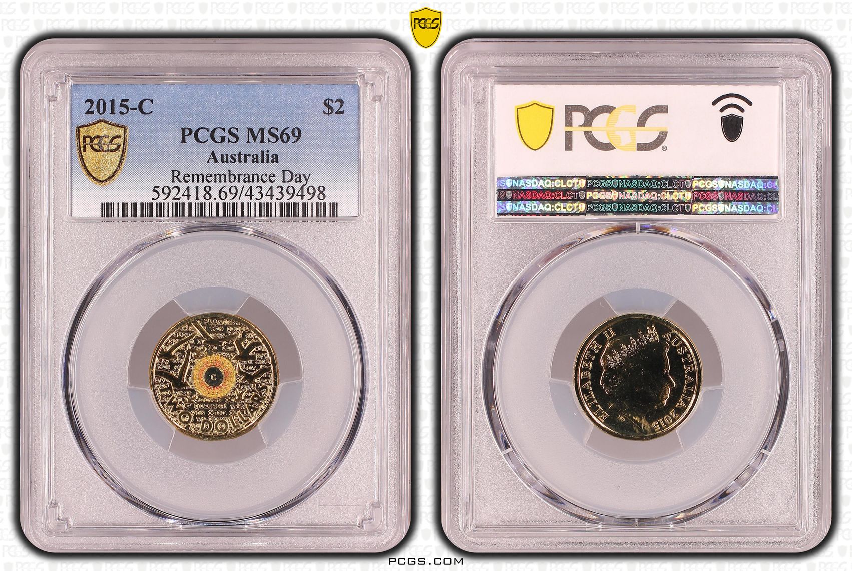 Elizabeth II, Remembrance Day, Two Dollar, MS69 , 2015-C