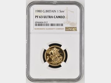 1980 ELIZABETH II PROOF GOLD SOVEREIGN PF63 UCAM