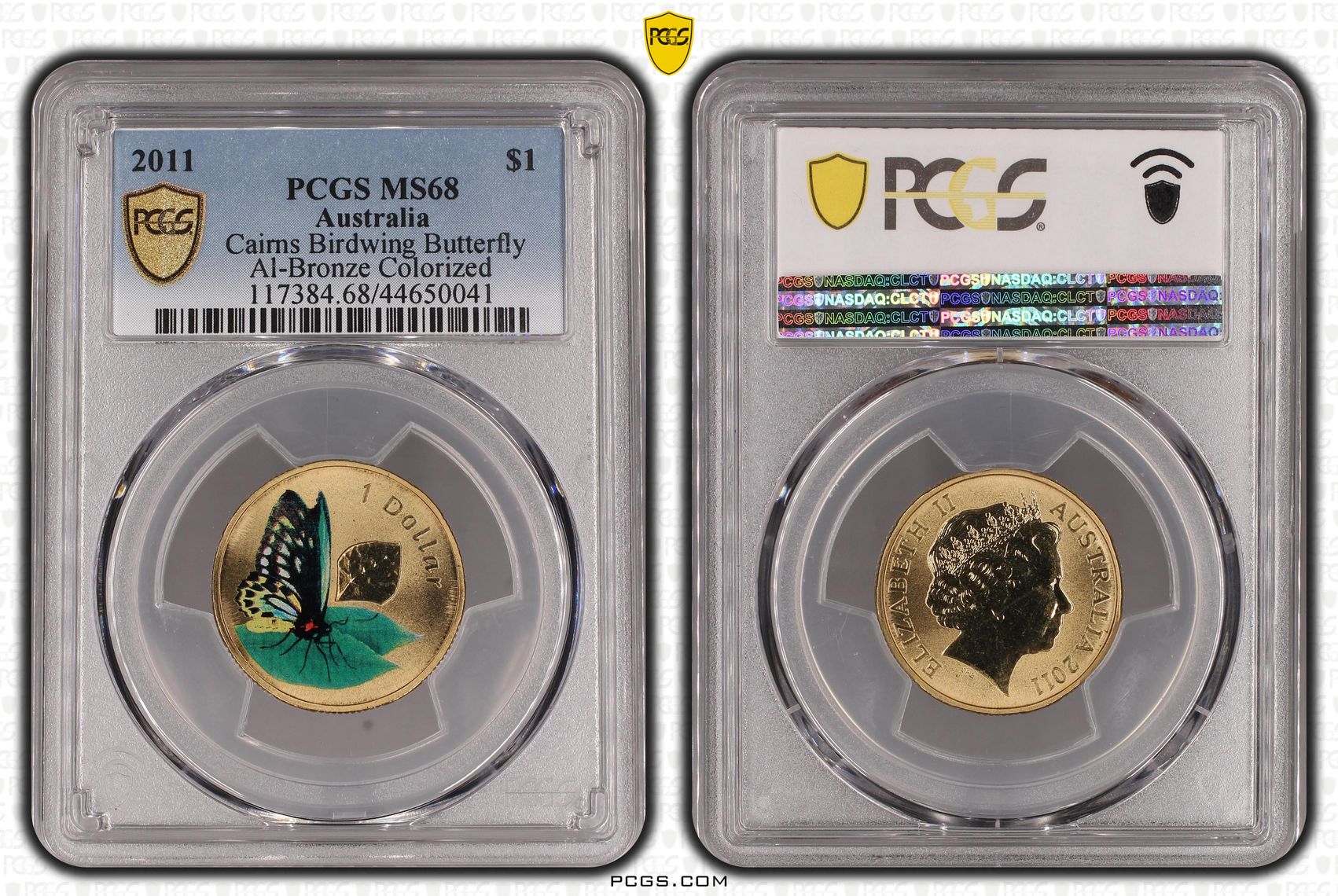 2011 Australia One Dollar, $1 Butterfly Al-Bronze PCGS - MS68 POP 5/0 -041