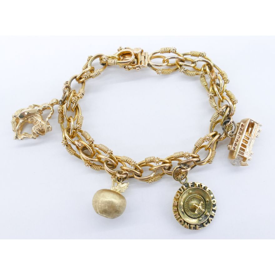 Italian 18k Fancy Link Charm Bracelet