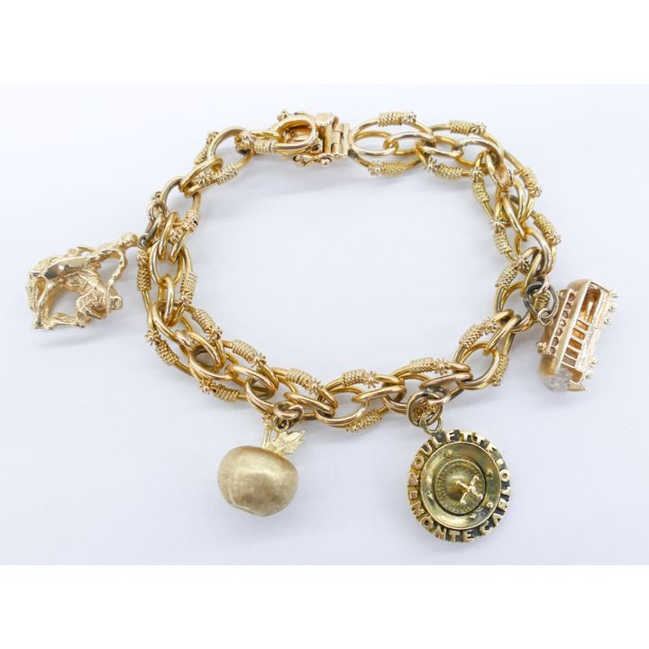Italian 18k Fancy Link Charm Bracelet
