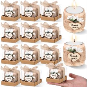 RETISEE WEDDING CANDLE FAVORS FOR GUESTS BRIDAL SHOWER WOOD MEMORIAL TEALIGHT CANDLE HOLDER THANK YOU GIFTS HANDMADE CANDLES FOR W