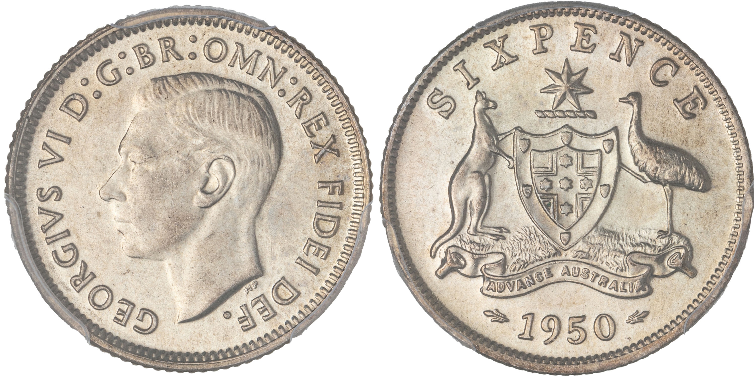 George VI, Sixpence, 1950, PCGS MS65