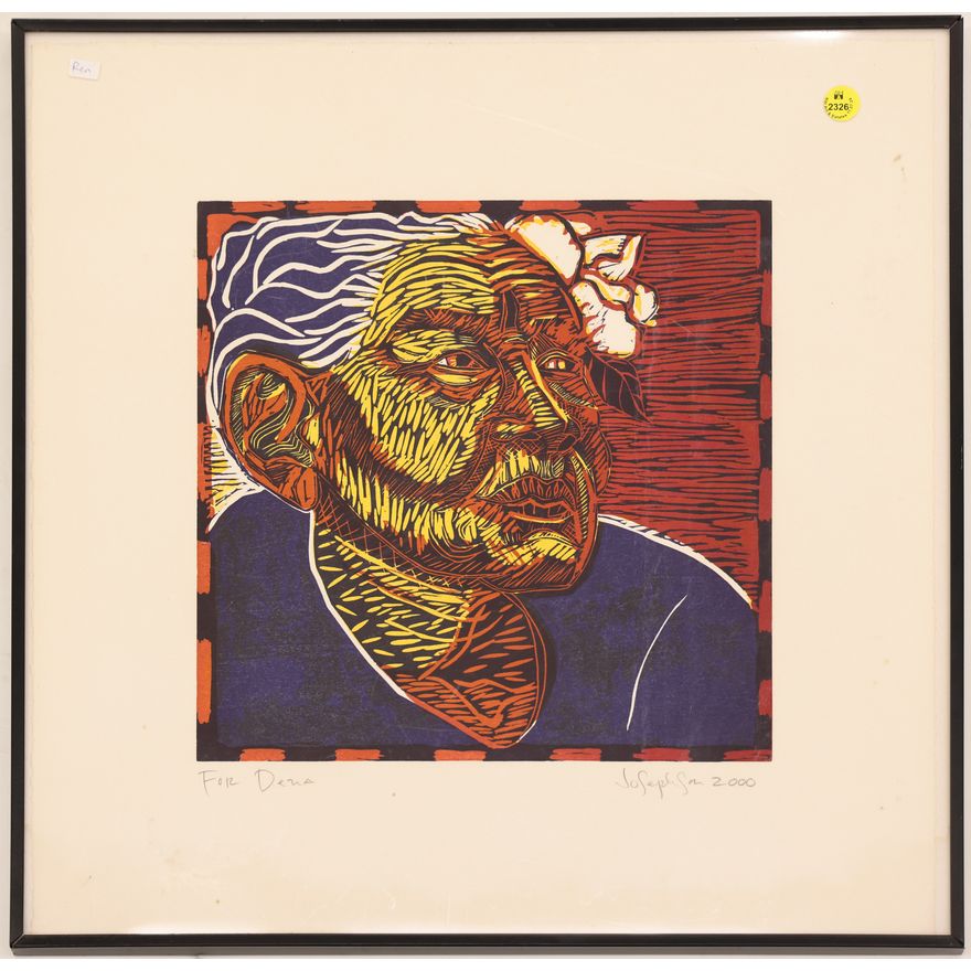 Mary Josephson ''For Dena'' Woodcut Print Framed 20''x20''