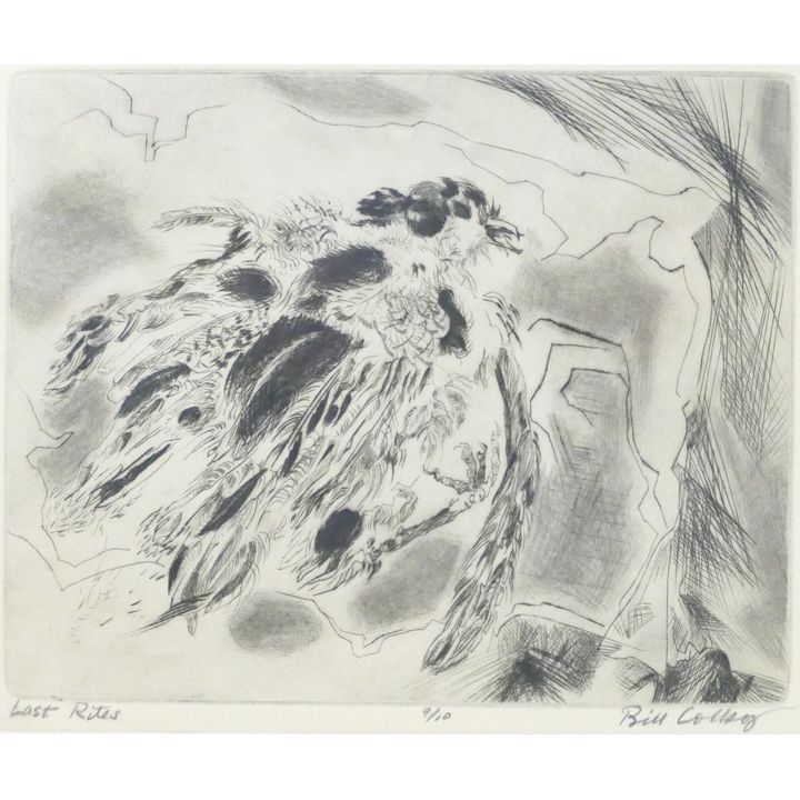 Bill Colby ''Last Rites'' Signed Etching Framed 14.5''x16''