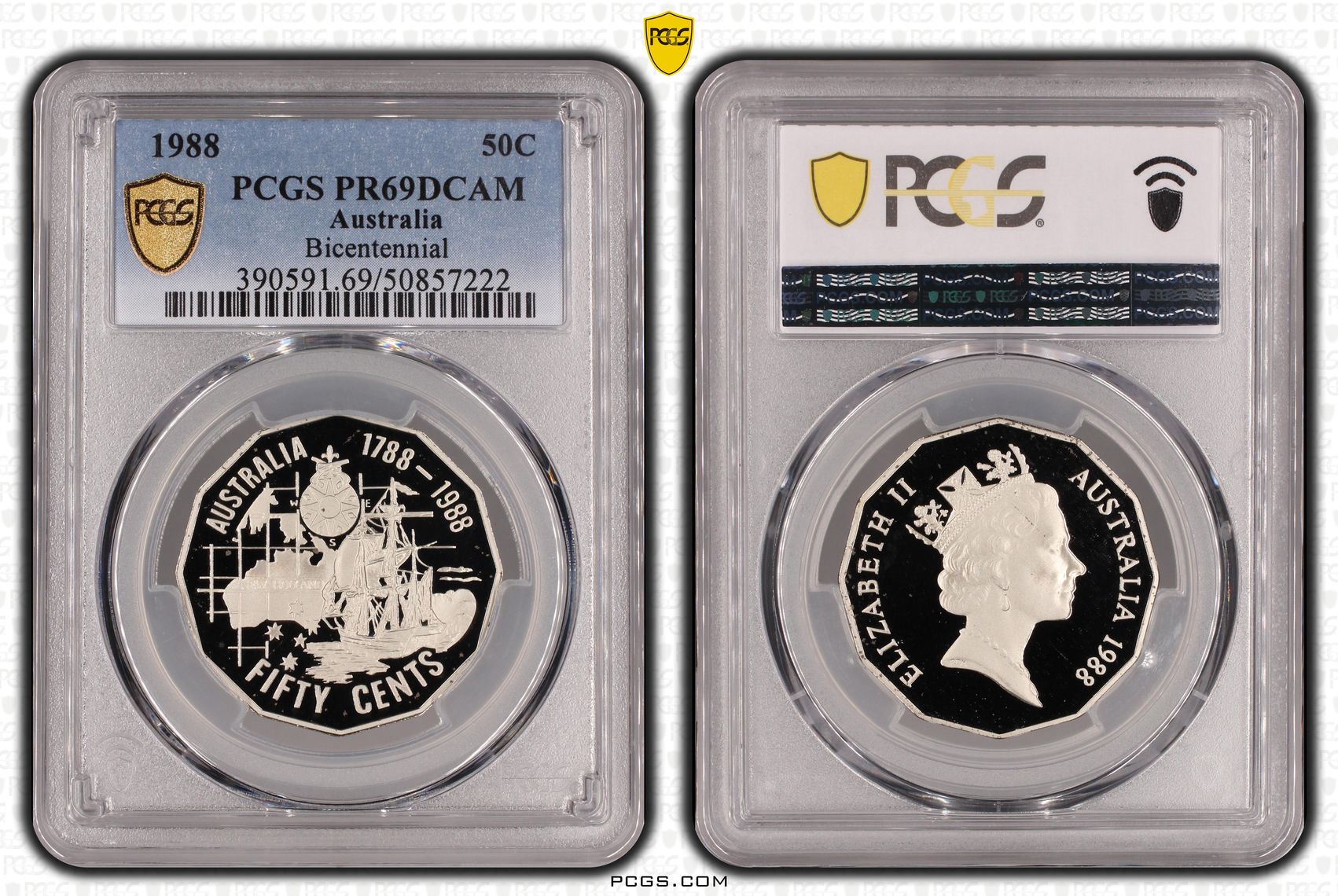 Bicentennial , Fifty Cent, 1988, PCGS PR69DCAM