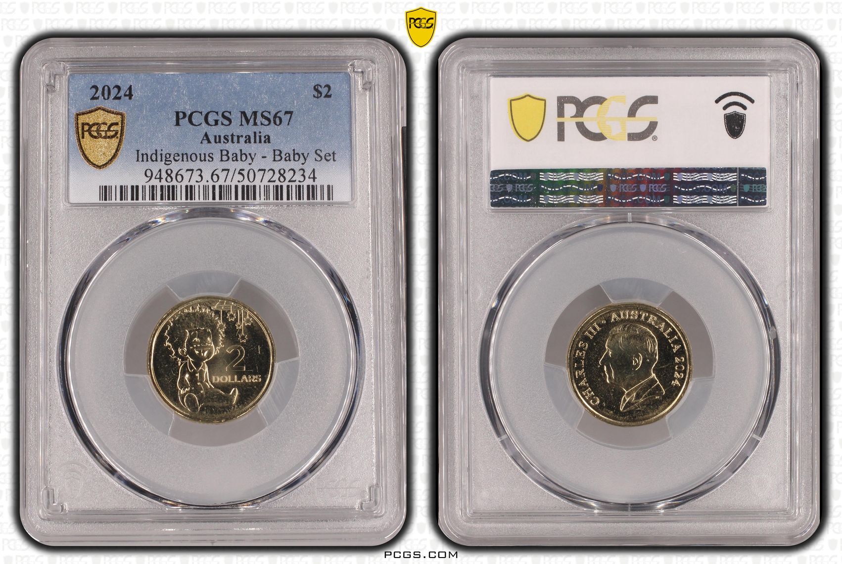 Indigenous Baby - Baby Set , Two Dollar, 2024, PCGS MS67