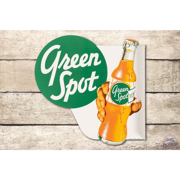 Drink Green Spot w/ Bottle & Hand Tin Flange Sign