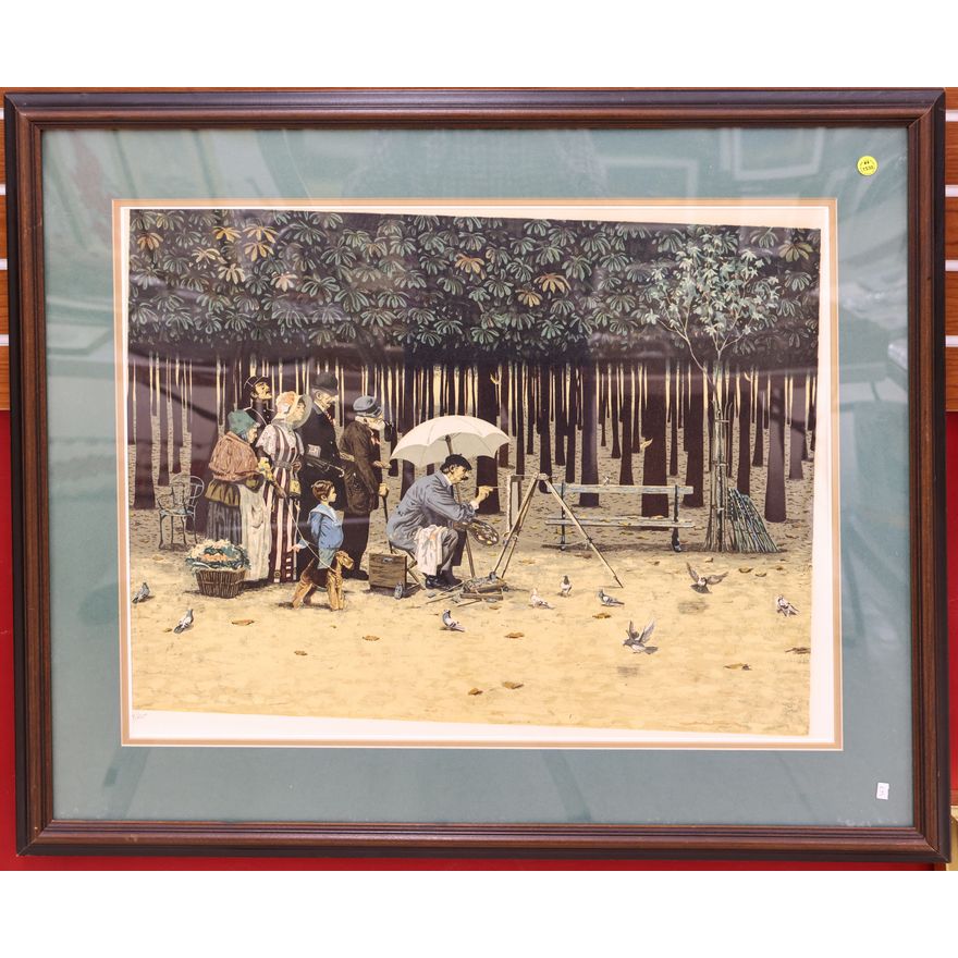 Bruce Bomberger (CA) ''Art Critics'' S/N Lithograph Framed 31''x37''
