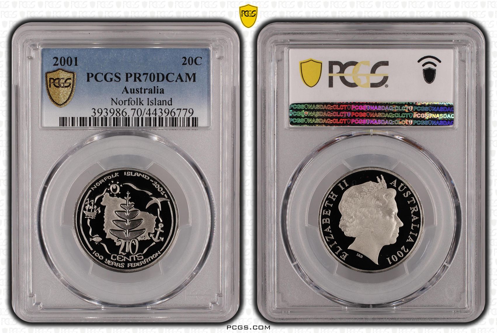 2001 Australian Twenty Cent, 20c Proof Norfolk Island PCGS - PR70DCAM POP 43/0 -779