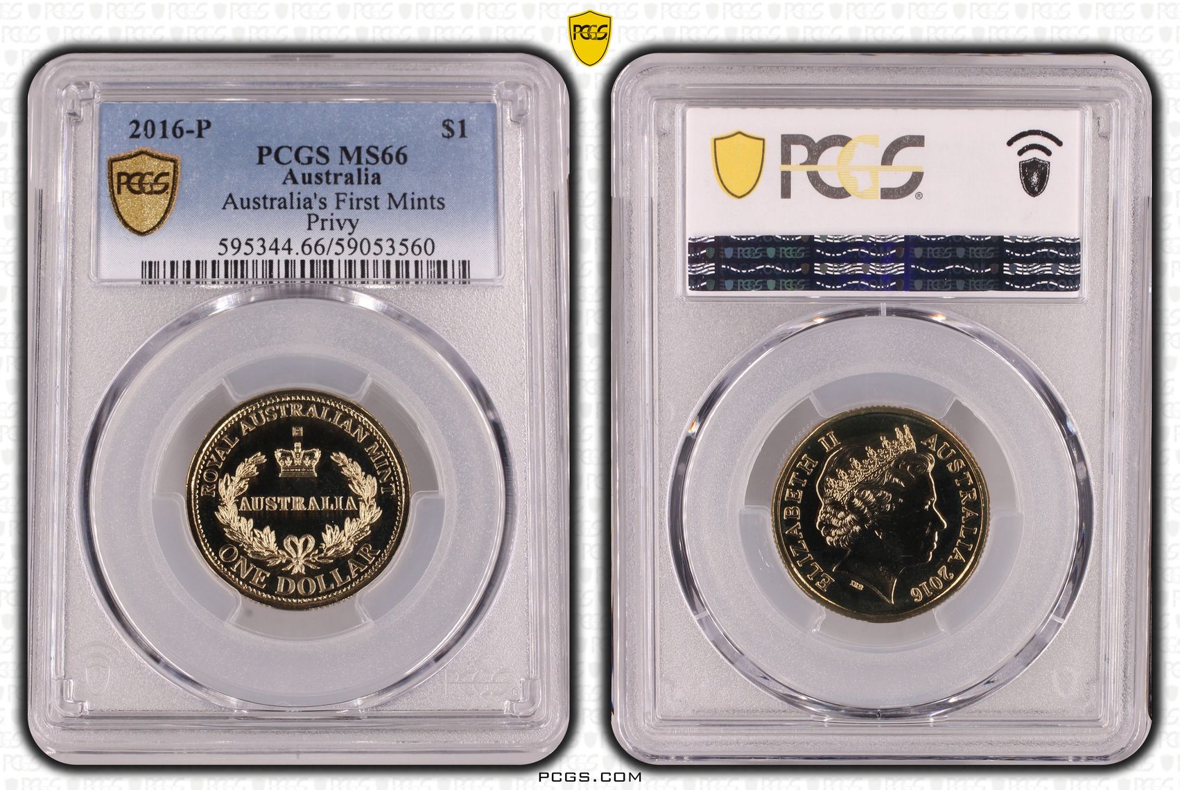 Australia's First Mints Privy, One Dollar, 2016-P, PCGS MS66
