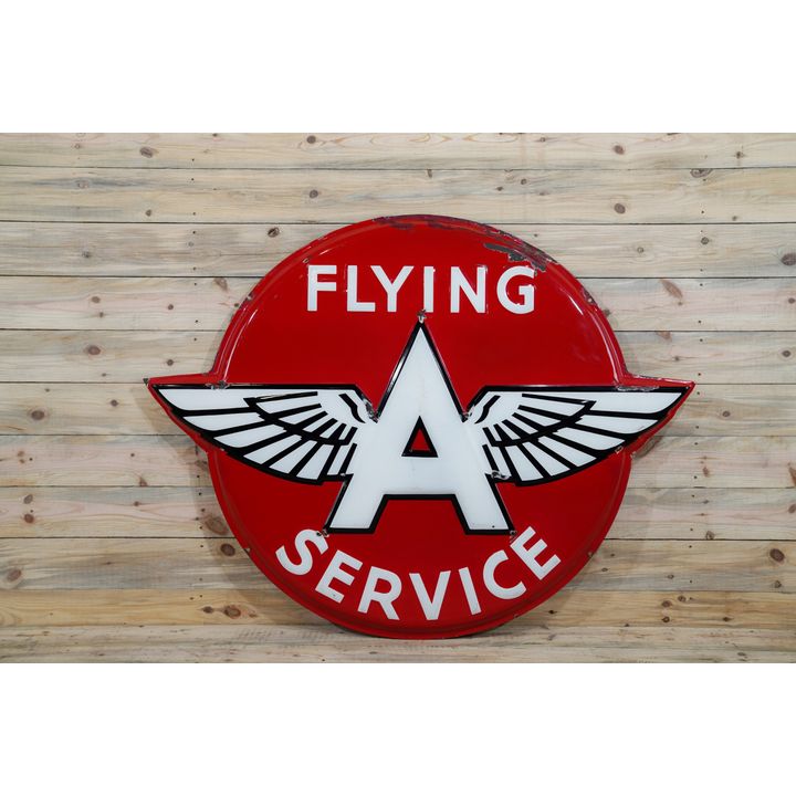 48" Flying A Service & Logo Single Sided Porcelain Embossed Sign TAC 7.5