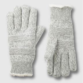 ISOTONER WOMEN'S SMARTDRI TEXTURED KNIT GLOVE WITH SHERPASOFT SPILL - HEATHER GRAY SZ ONE