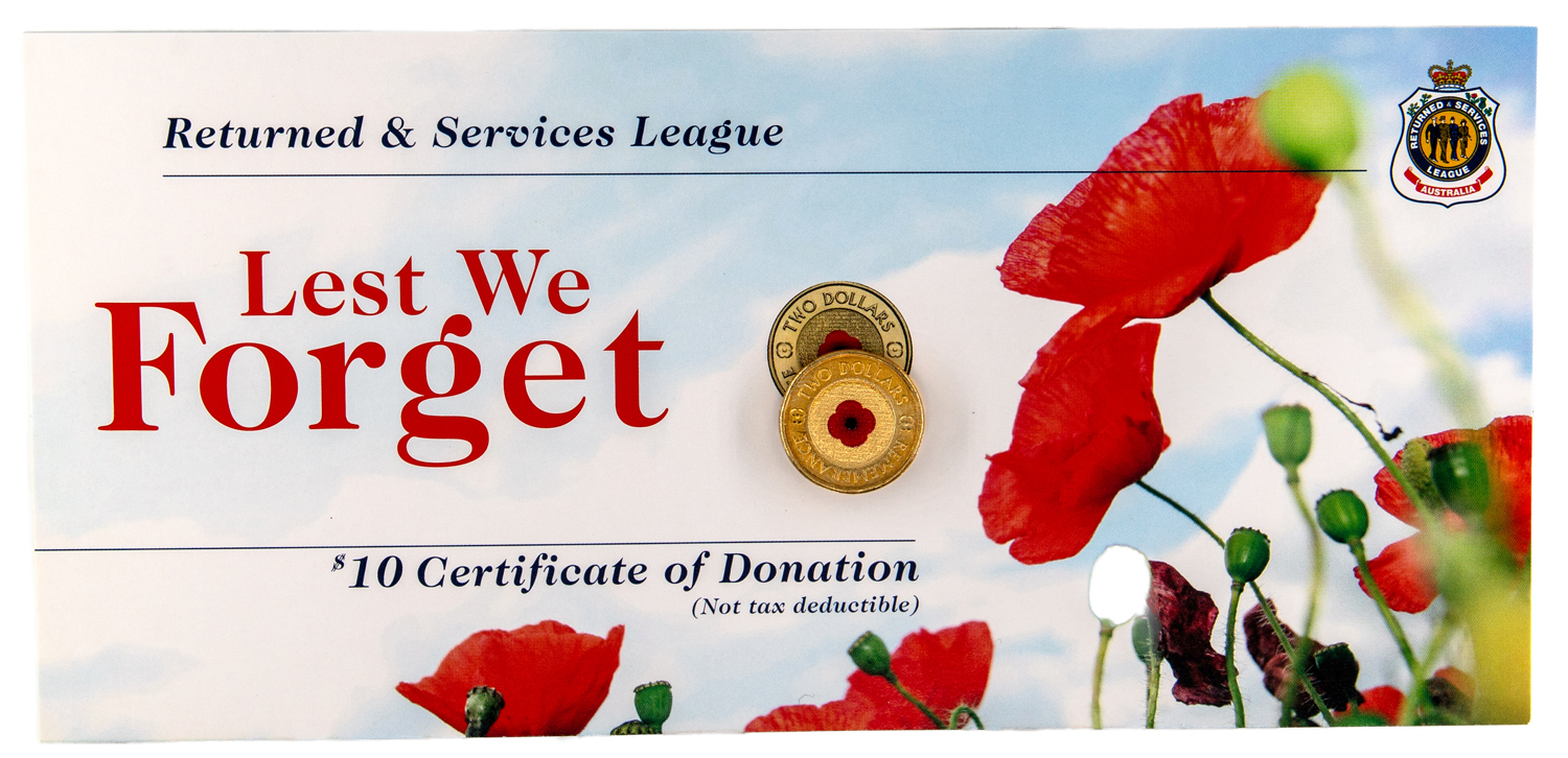 Elizabeth II, Remembrance RSL, Two Dollars, 2012, UNC