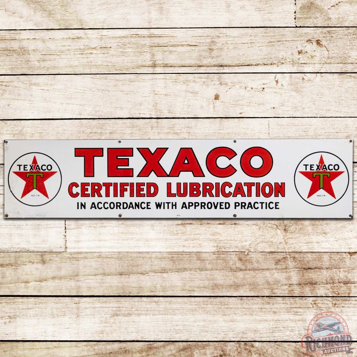 1931 Texaco Certified Lubrication SS Porcelain Sign w/ Logos