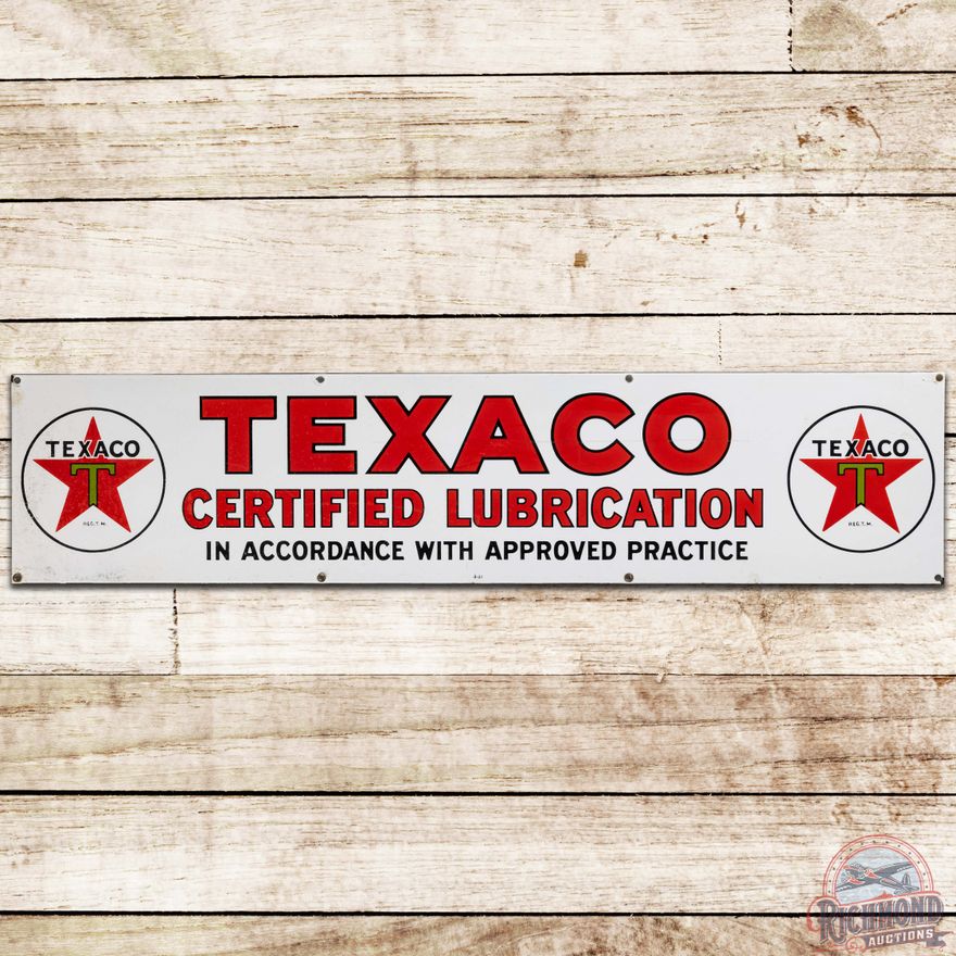 1931 Texaco Certified Lubrication SS Porcelain Sign w/ Logos