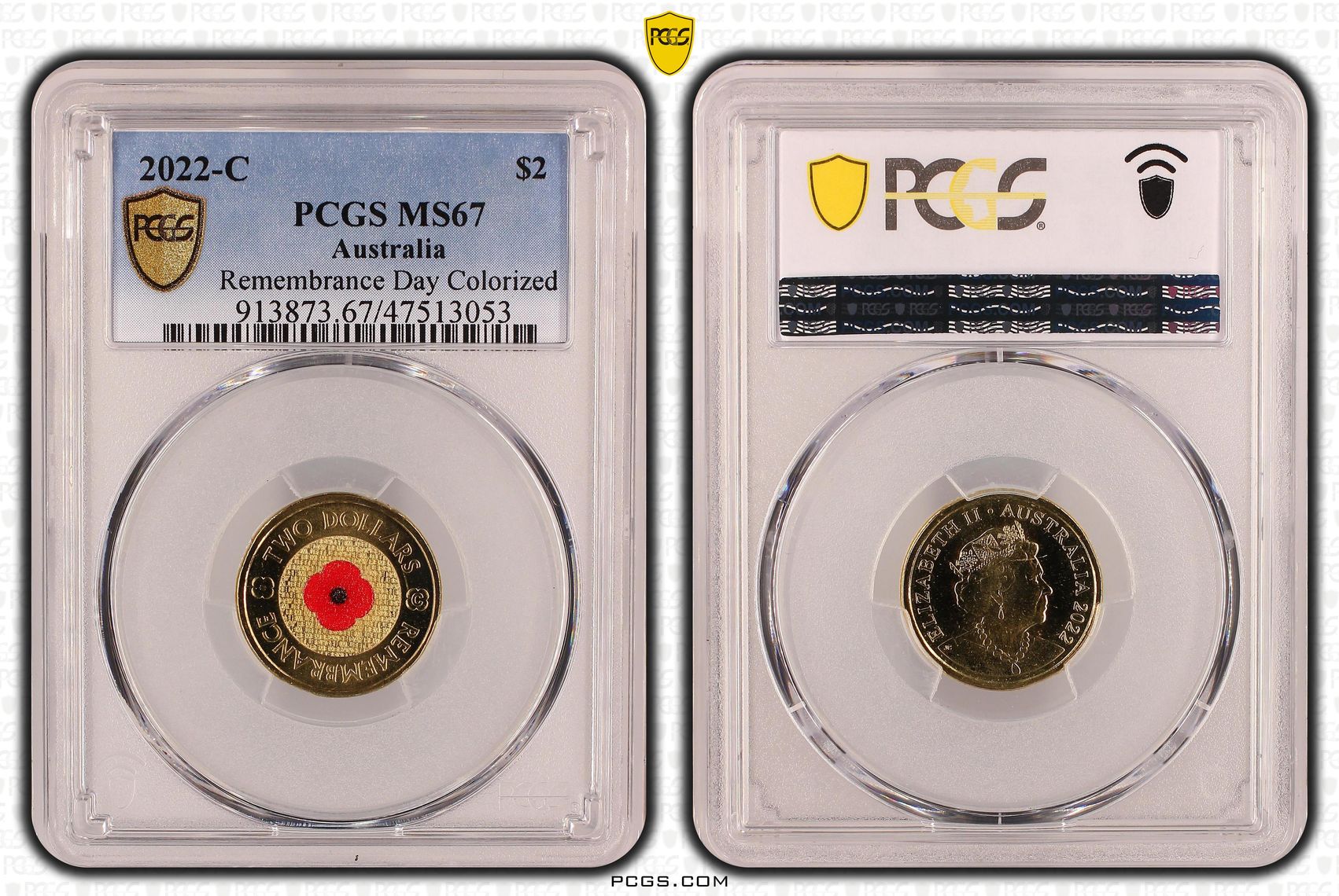 Remembrance Day Colorized , Two Dollar, 2022-C, PCGS MS67