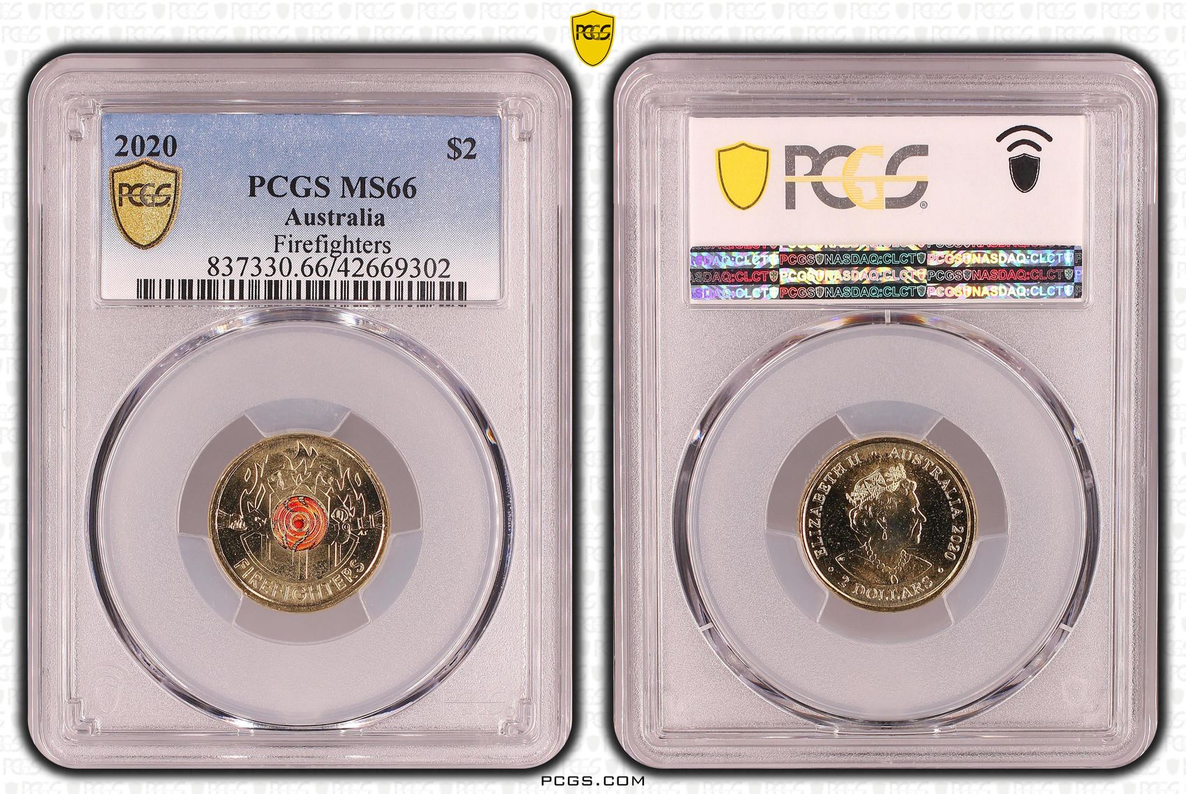 2020 Australia Two Dollar, $2 Firefighters PCGS - MS66 -302