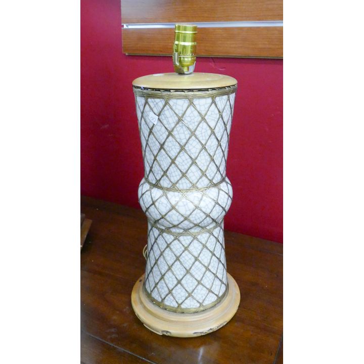 Vintage Japanese Crackle Glaze Table Lamp- 19''