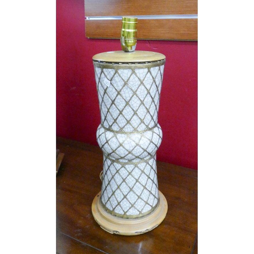 Vintage Japanese Crackle Glaze Table Lamp- 19''