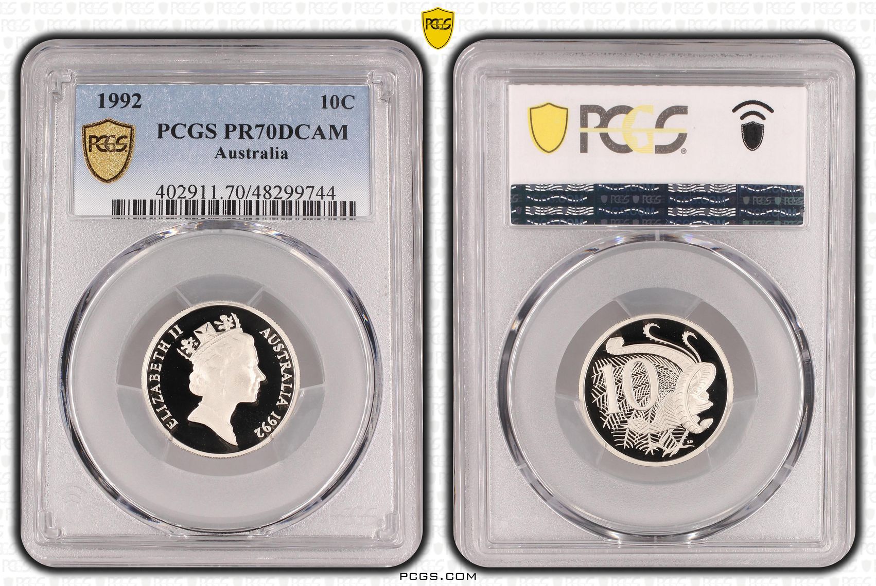 Ten Cent, 1992, Pcgs Pr70dcam