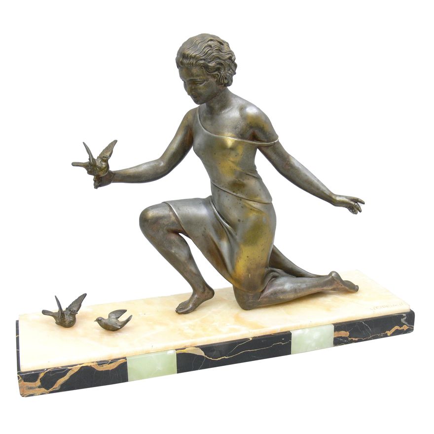 Cipriani Ugo | Figura kobiety z ptakami art déco