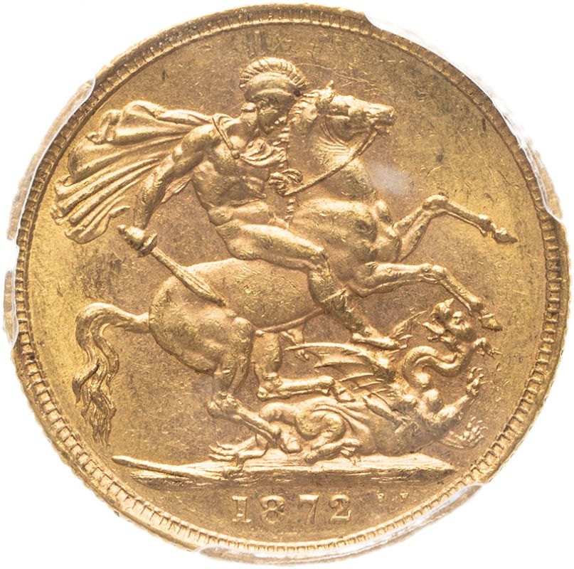 1872 Gold Sovereign St. George PCGS MS61 #39511840 | The Coin