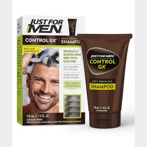 JUST FOR MEN CONTROL GX GREY REDUCING SHAMPOO, GRADUAL HAIR COLOR FOR STRONGER AND HEALTHIER HAIR, 4 FL OZ - PACK OF 1 (PACKAGING