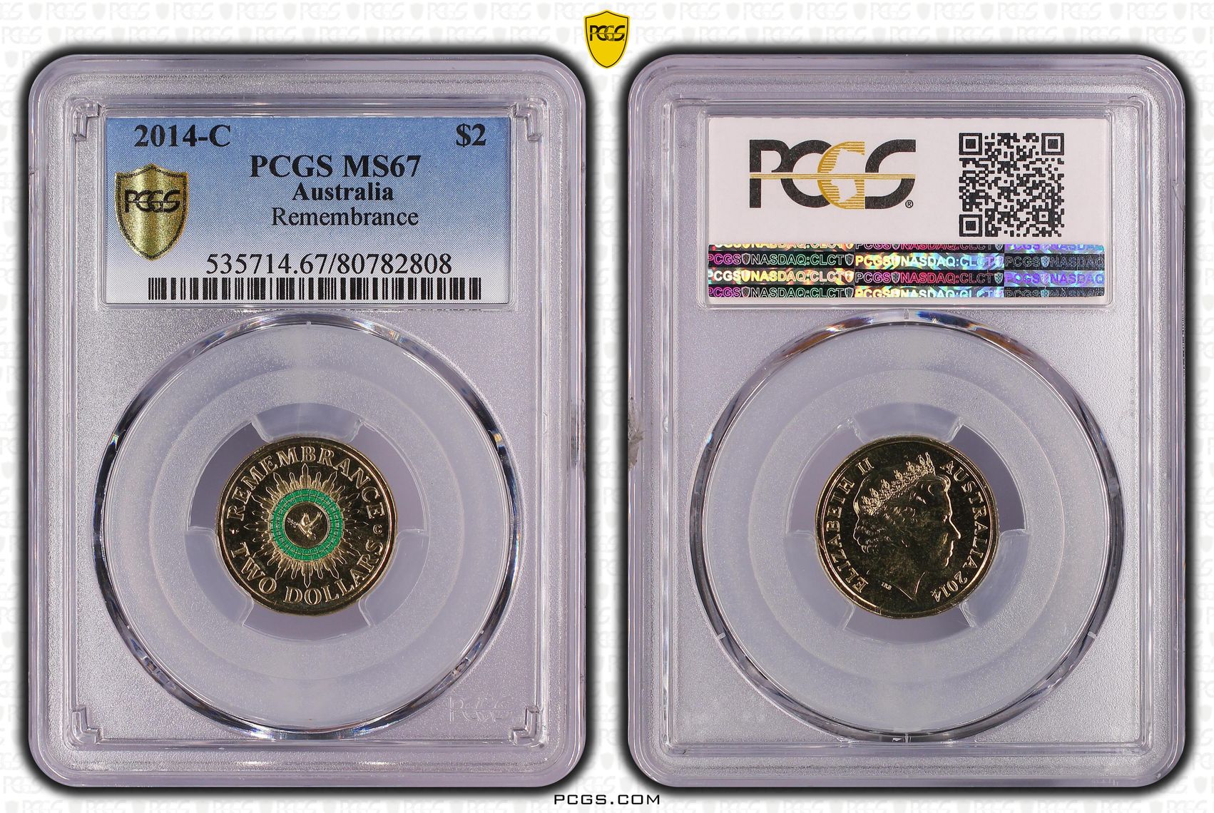 2014-C Australia Two Dollar, $2 Remembrance PCGS - MS67 -808