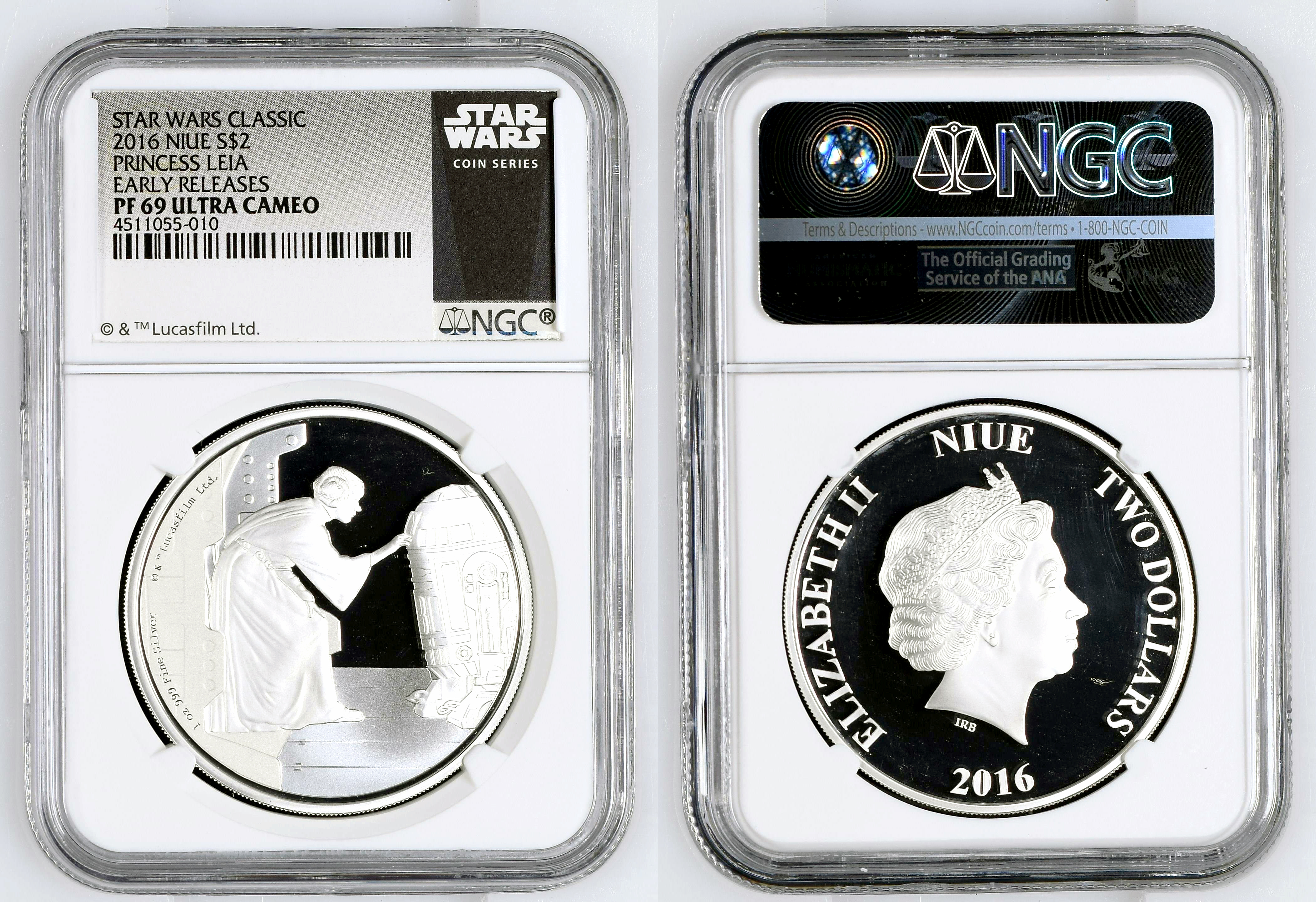Niue, Princess Leia, Two Dollar, 2016, NGC PF 69 ULTRA CAMEO