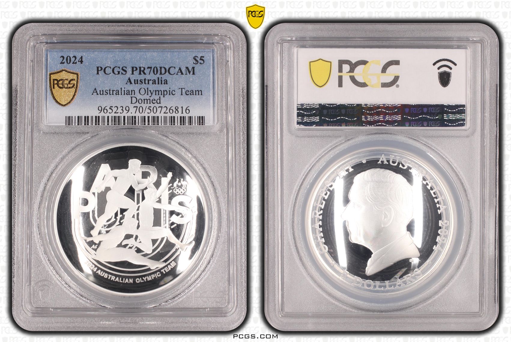 Australian Olympic Team - Domed, POP 3/0, Five Dollar, 2024, PCGS PR70DCAM