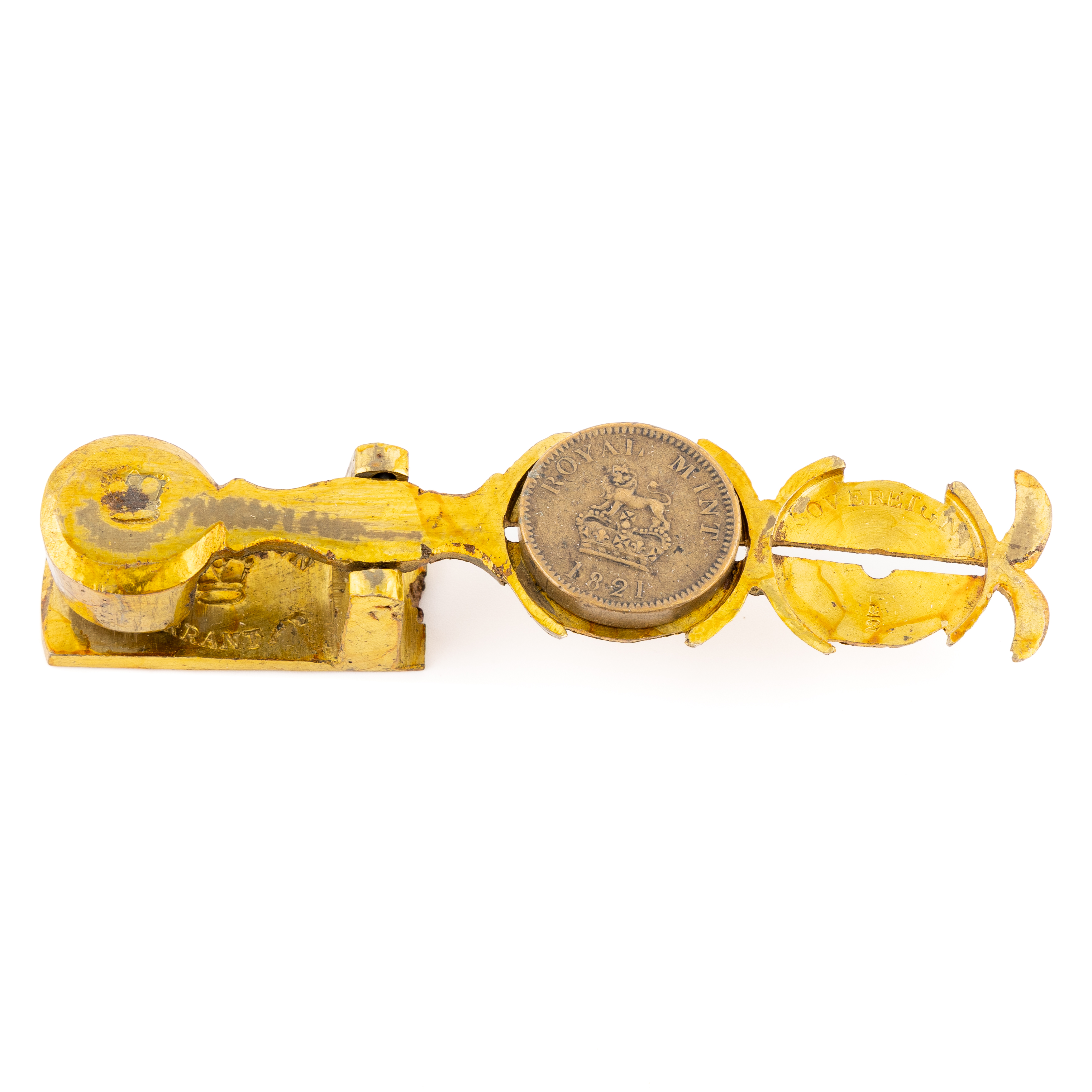 Great Britain, George IV, Sovereign Balance (Scales) with Royal Mint weight, 1821, aUNC