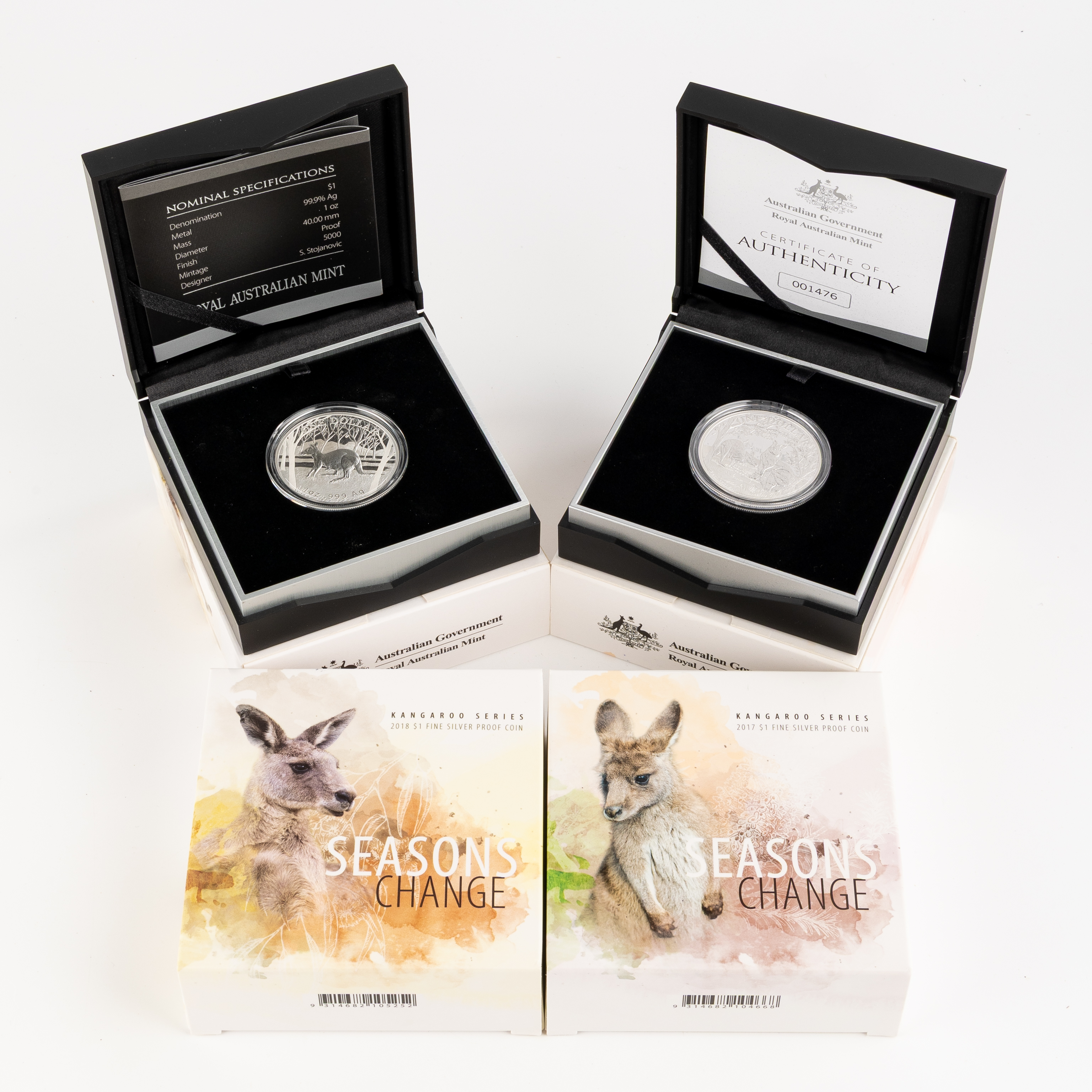 Season's Change 1oz Silver Kangaroos, One Dollar, 2016 - 2019, FDC