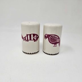 Santa Fe Dining - Ancient Mimbreno Indian Pipestone Burgundy Salt & Pepper Shakers