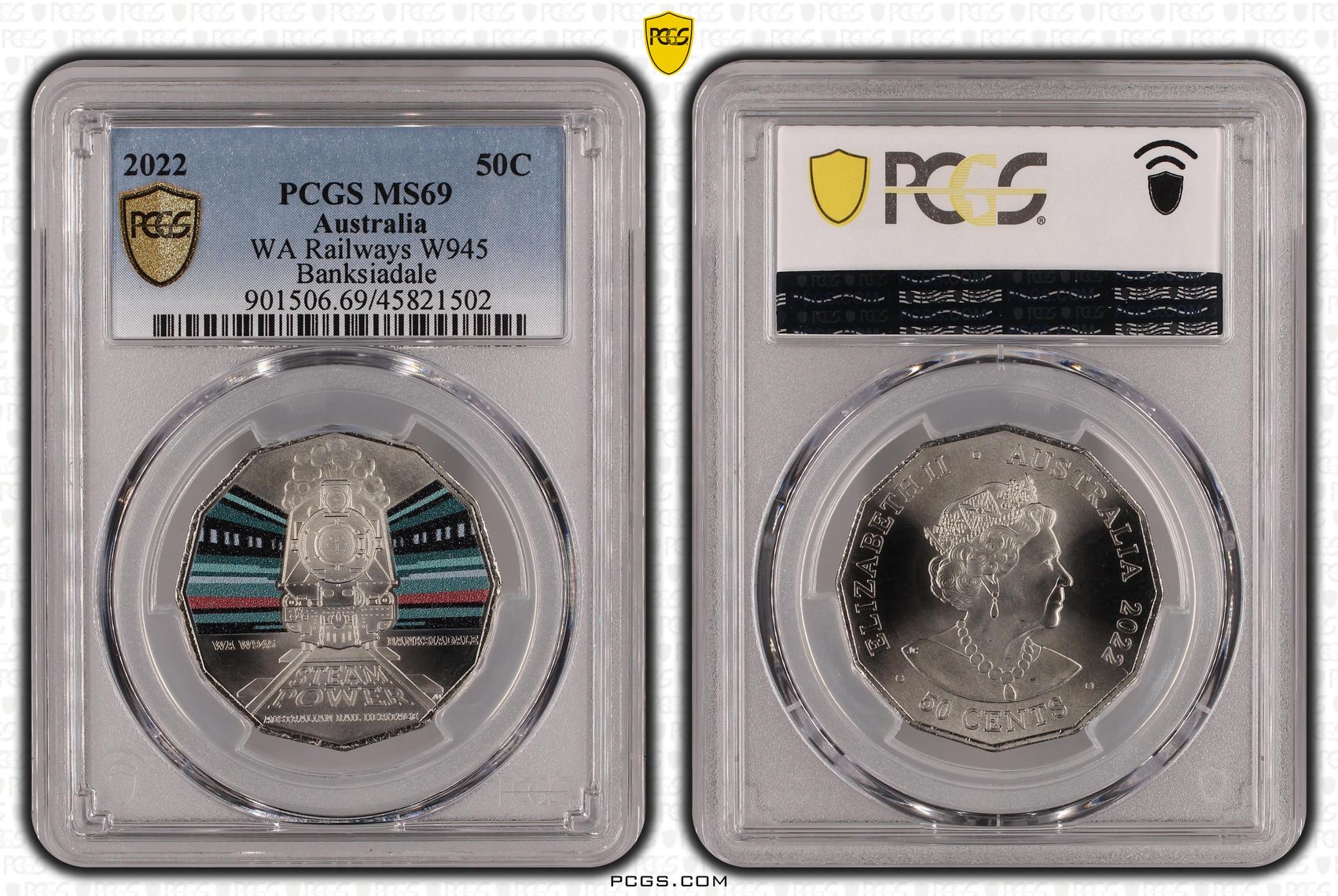 WA W945 Banksiadale, Fifty Cent, 2022, PCGS MS69