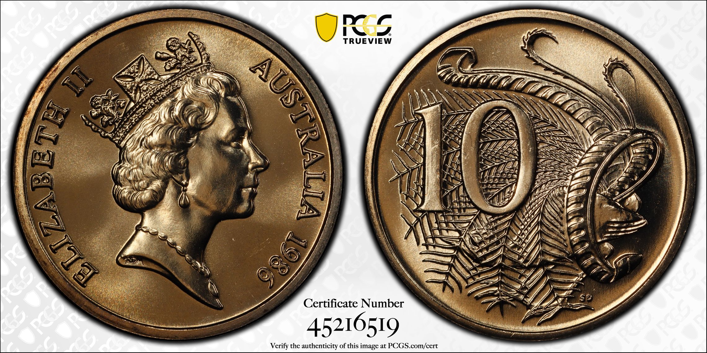 1986 Australia Ten Cent, 10c PCGS - MS68 -519