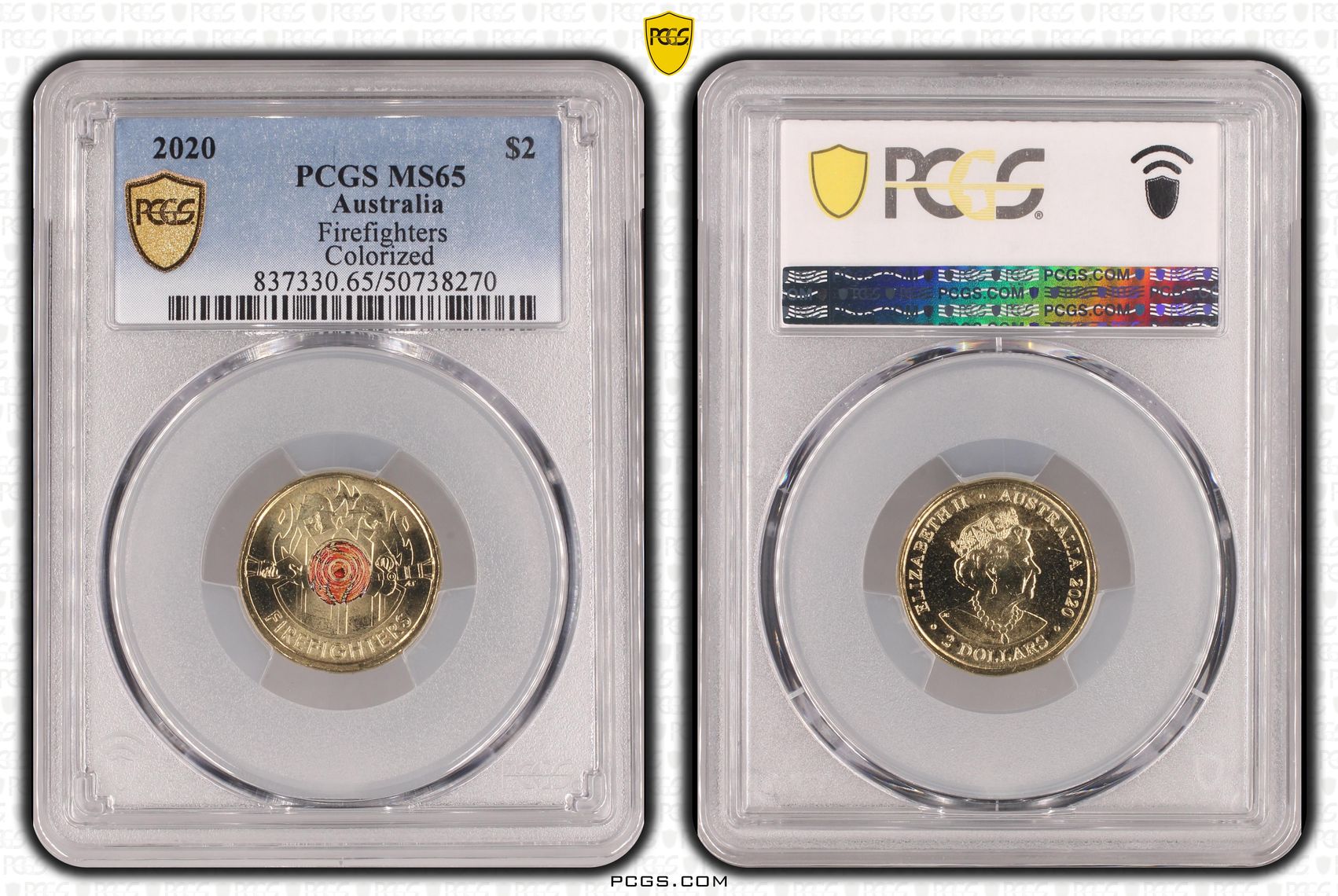 Firefighters Colorized , Two Dollar, 2020, PCGS MS65
