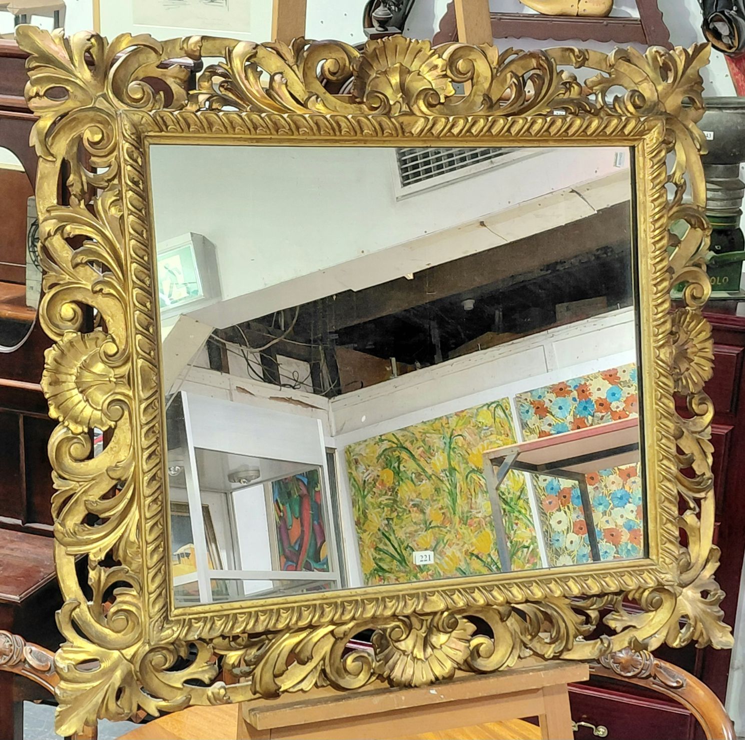 221 · DECORATIVE GILTWOOD MIRROR