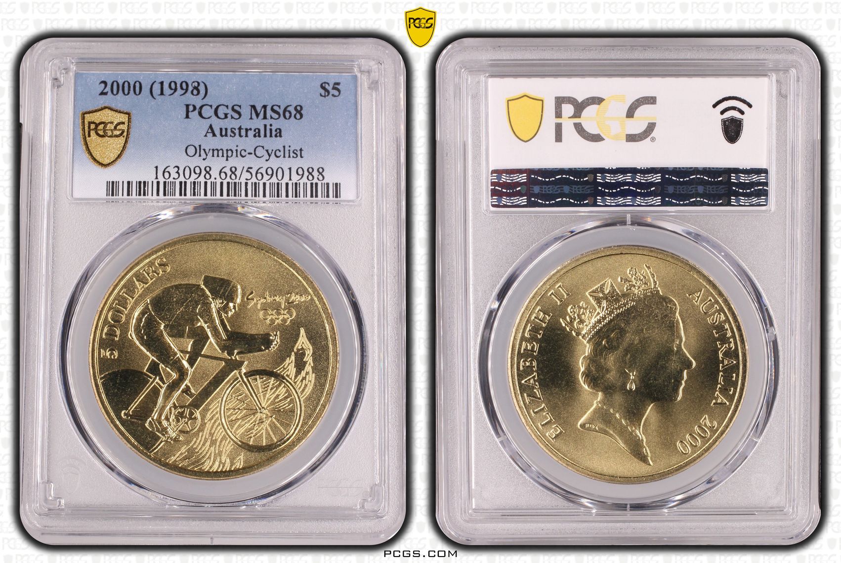 Olympic-Cyclist, Five Dollar, 2000, PCGS MS68