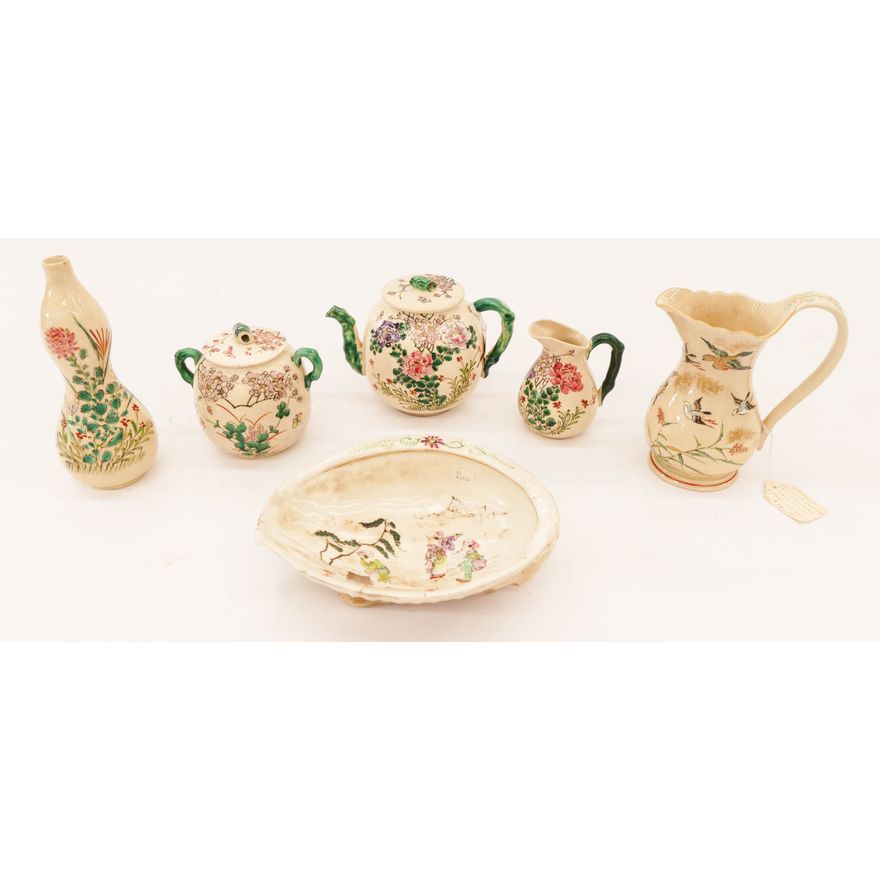 6pc Kinkozan Japanese Meiji Satsuma Functional Wares