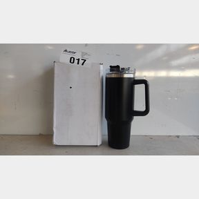 REX M 1 2L TUMBLER DOUBLE WALL VACUUM FLASK WITH STRAW TRAVEL MUG HOT/COLD - BLACK -