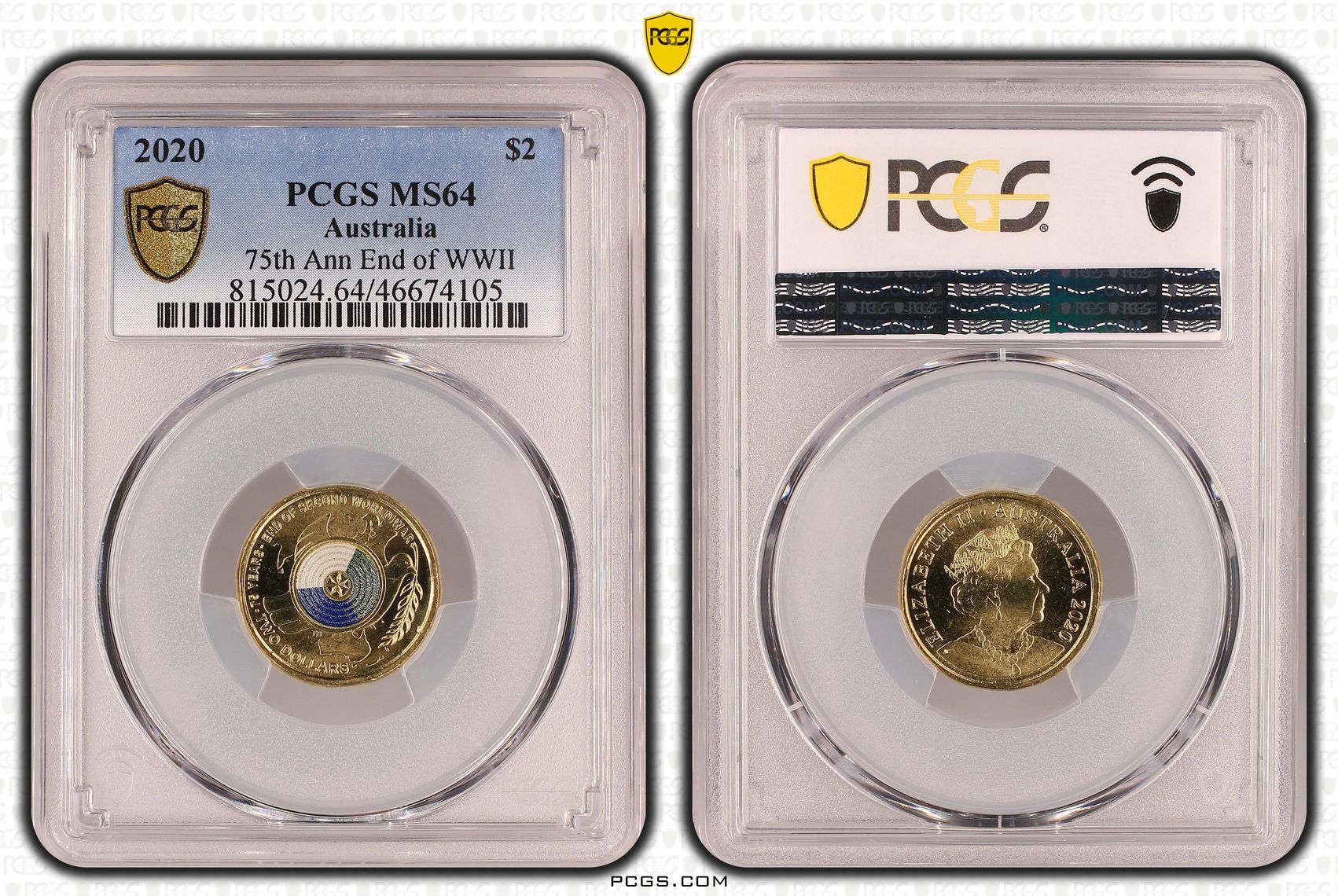 Elizabeth II, 75th Ann End of WWII, Two Dollar, 2020, PCGS MS64