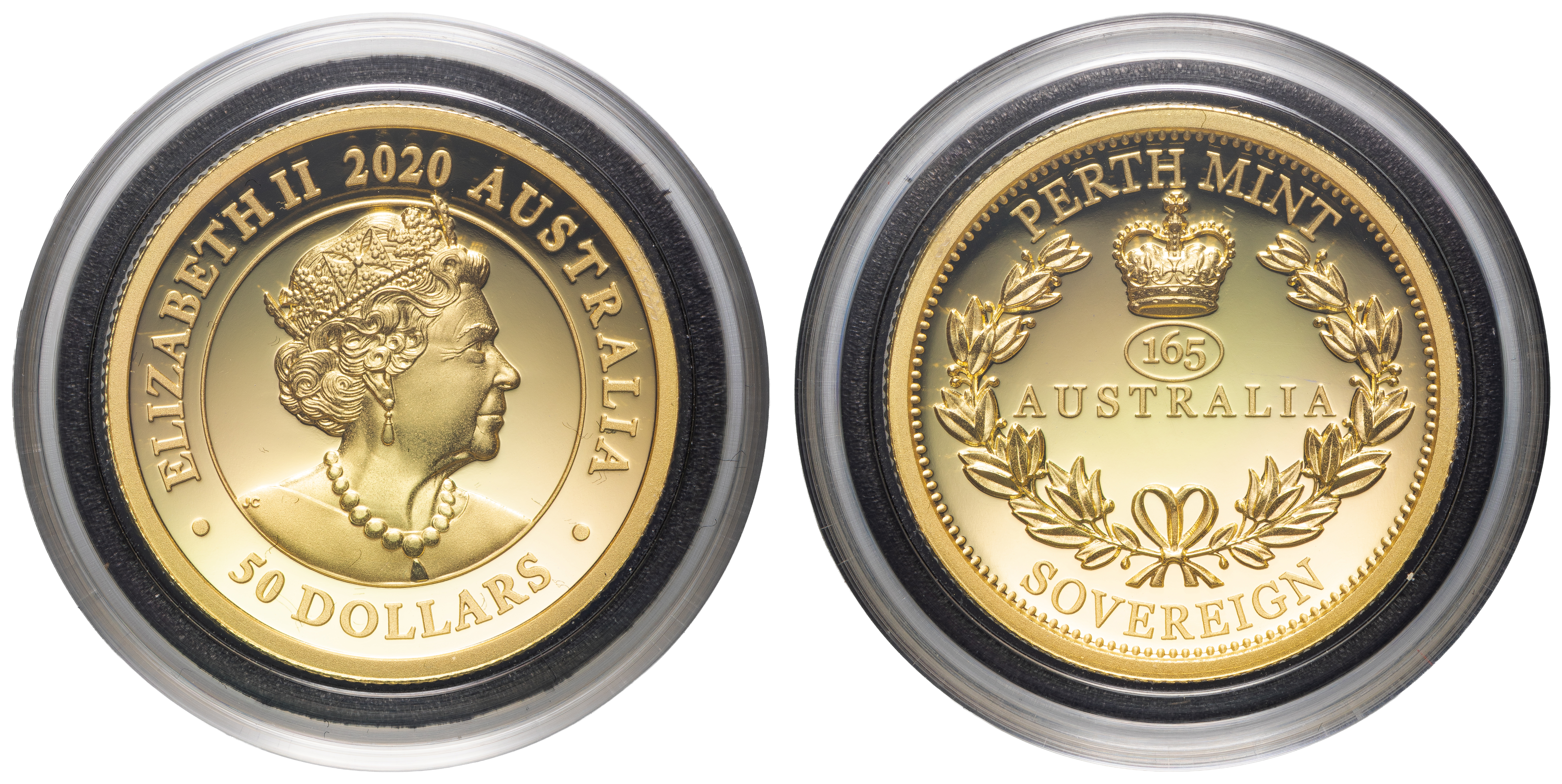 371 · Elizabeth II, Piedfort Sovereign, Fifty Dollars, 2020, FDC