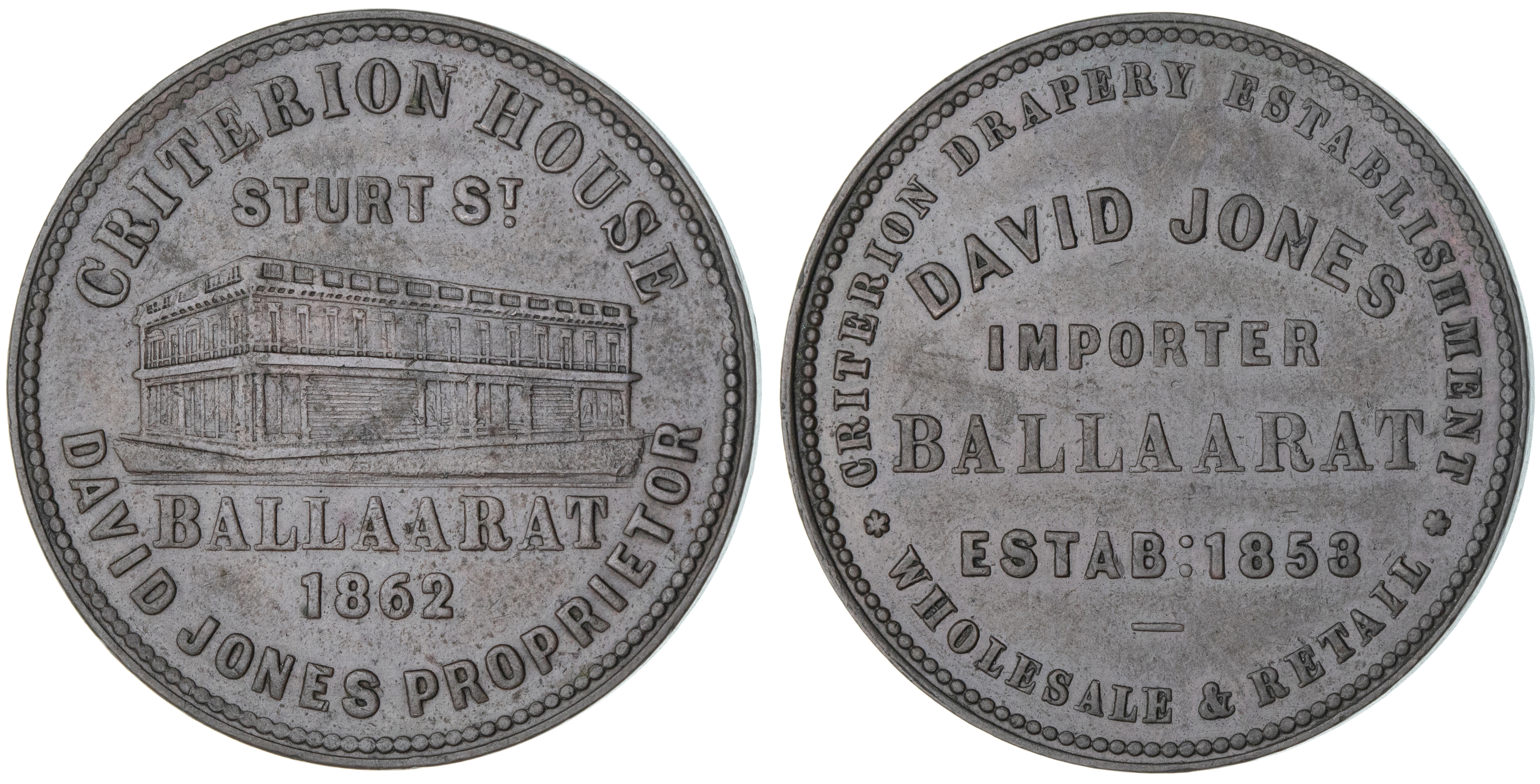 Ballarat, Victoria, David Jones, Penny, 1862, EF