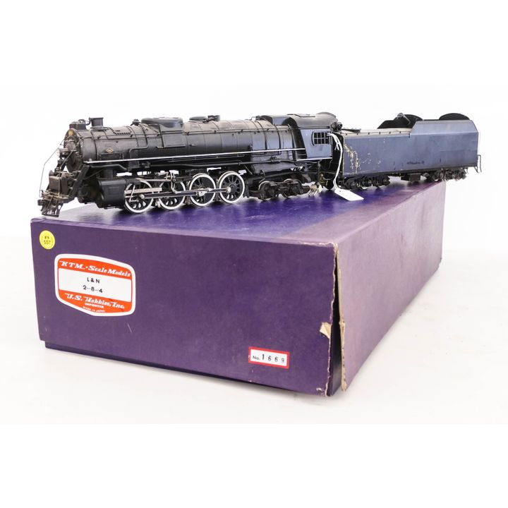 KTM L&N 2-8-4 Engine and Tender O Gauge Scale Model Train with Box- Painted and used